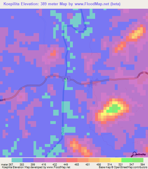 Koepilita,Guinea Elevation Map