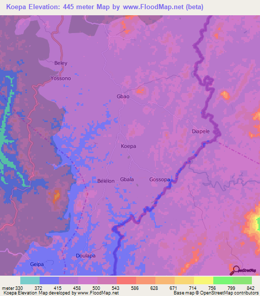 Koepa,Guinea Elevation Map