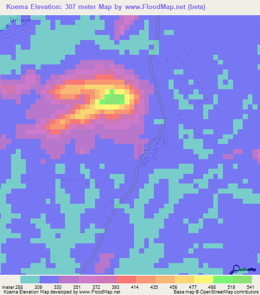 Koema,Guinea Elevation Map