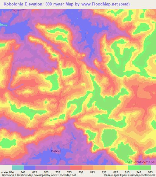 Kobolonia,Guinea Elevation Map