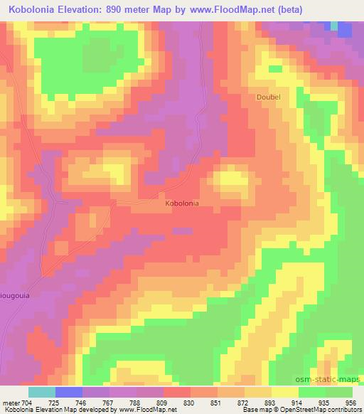 Kobolonia,Guinea Elevation Map