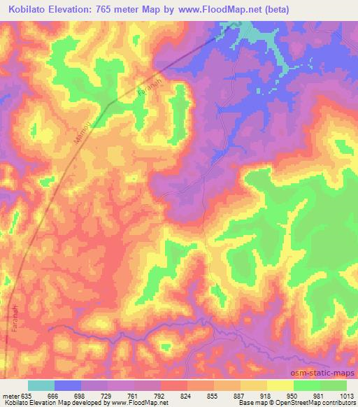 Kobilato,Guinea Elevation Map