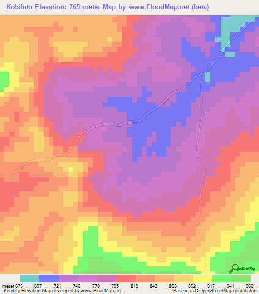 Kobilato,Guinea Elevation Map