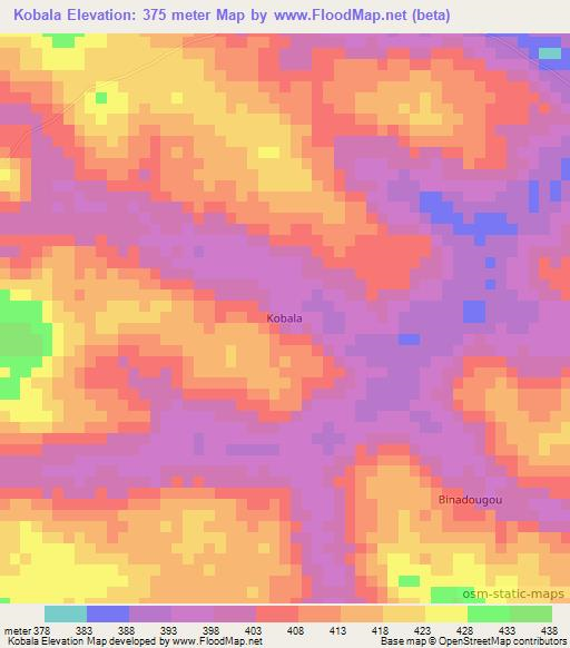 Kobala,Guinea Elevation Map