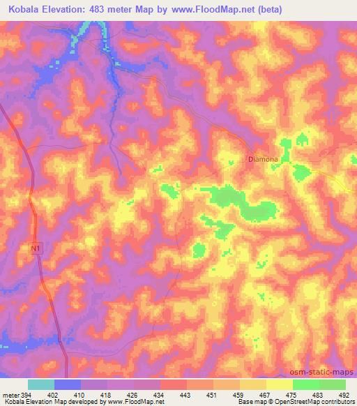 Kobala,Guinea Elevation Map