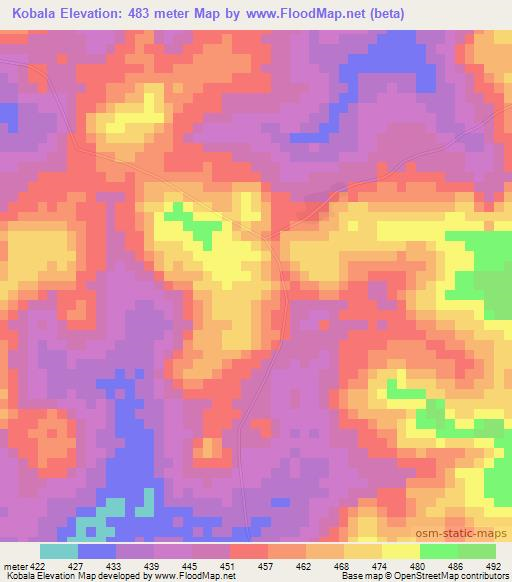 Kobala,Guinea Elevation Map