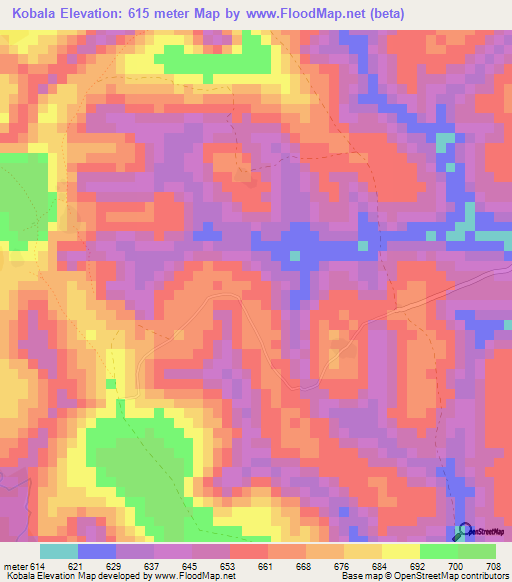 Kobala,Guinea Elevation Map