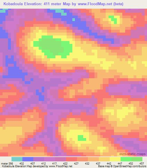 Kobadoula,Guinea Elevation Map