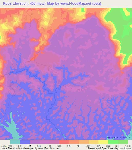 Koba,Guinea Elevation Map