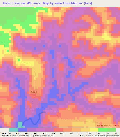 Koba,Guinea Elevation Map