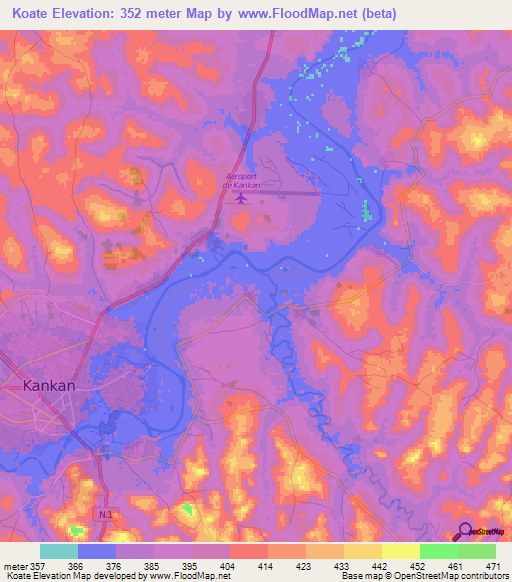 Koate,Guinea Elevation Map