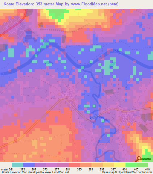 Koate,Guinea Elevation Map