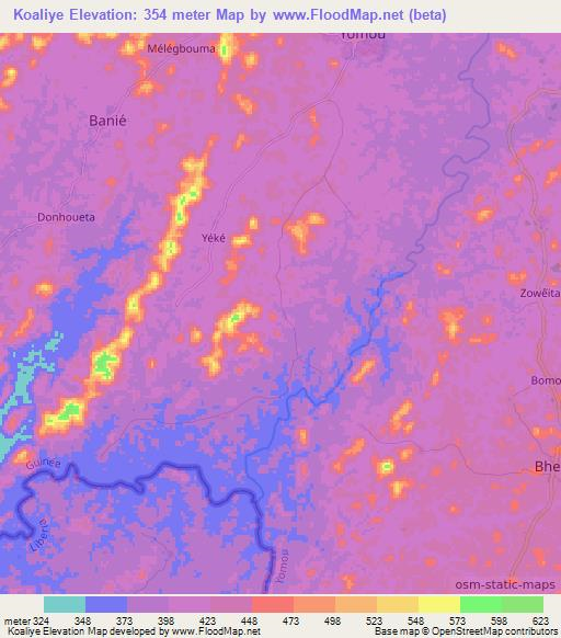 Koaliye,Guinea Elevation Map