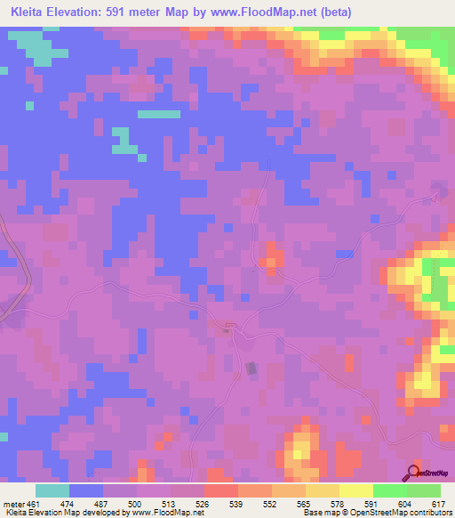 Kleita,Guinea Elevation Map