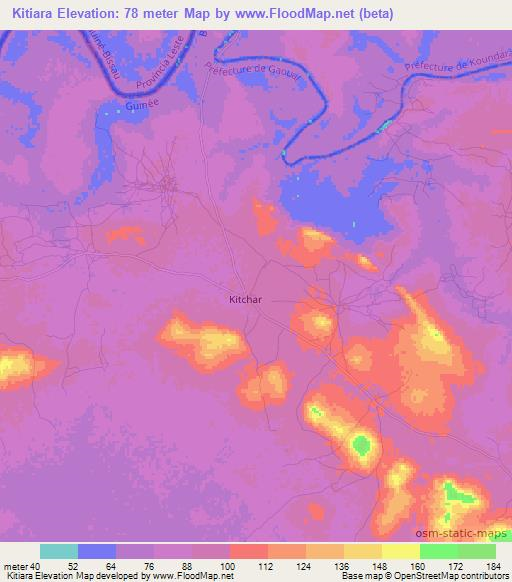 Kitiara,Guinea Elevation Map