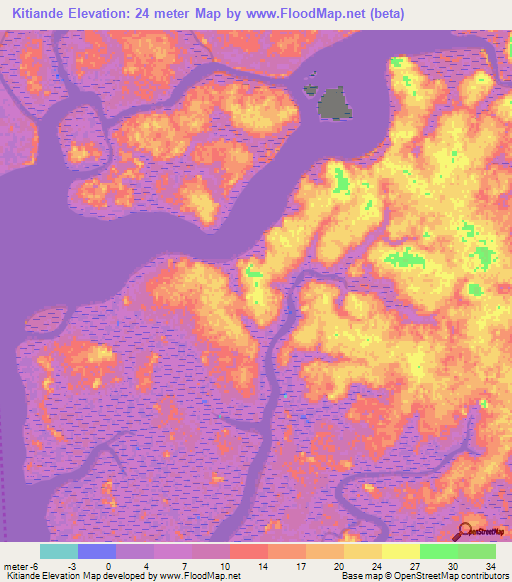 Kitiande,Guinea Elevation Map