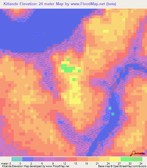 Kitiande,Guinea Elevation Map