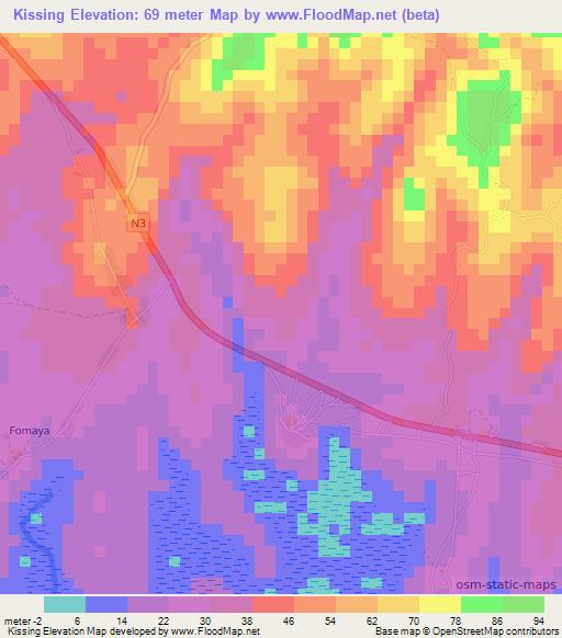 Kissing,Guinea Elevation Map