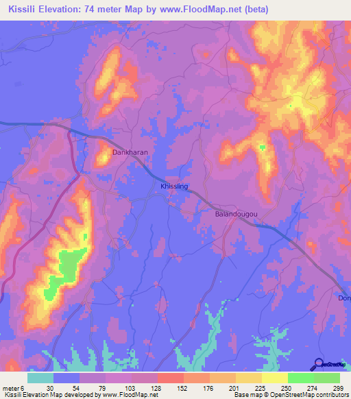 Kissili,Guinea Elevation Map