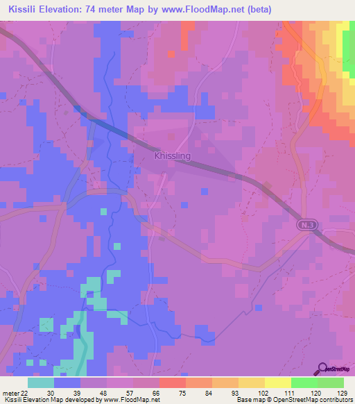 Kissili,Guinea Elevation Map