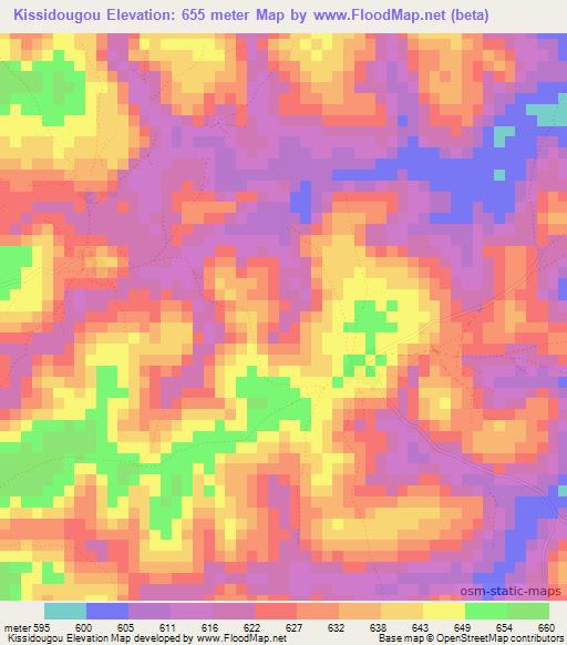 Kissidougou,Guinea Elevation Map