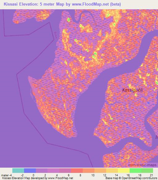 Kissasi,Guinea Elevation Map