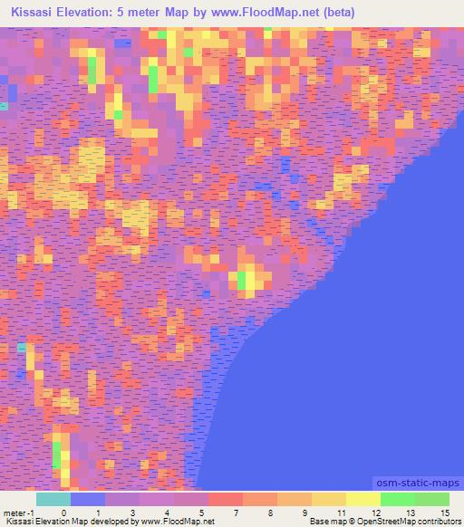 Kissasi,Guinea Elevation Map