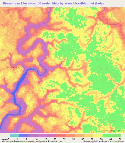 Kisoumaya,Guinea Elevation Map