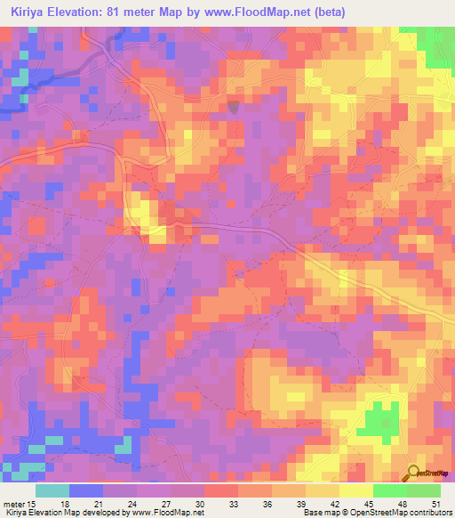 Kiriya,Guinea Elevation Map