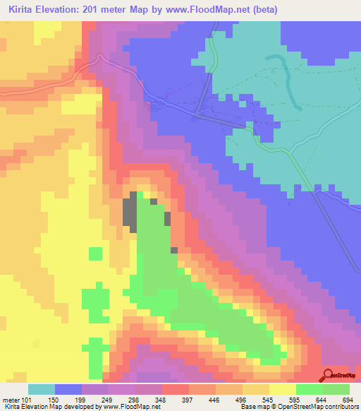 Kirita,Guinea Elevation Map