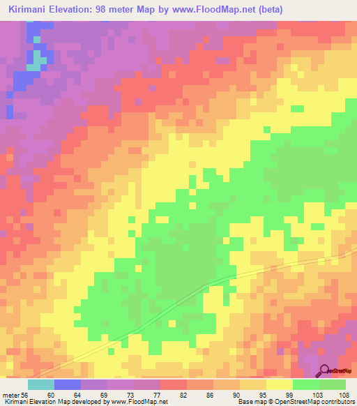 Kirimani,Guinea Elevation Map