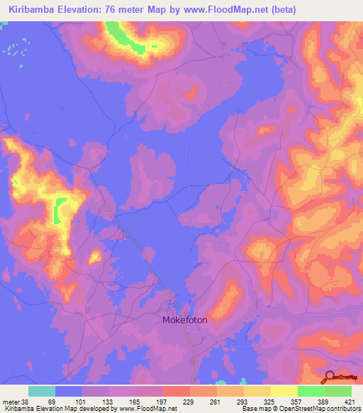 Kiribamba,Guinea Elevation Map