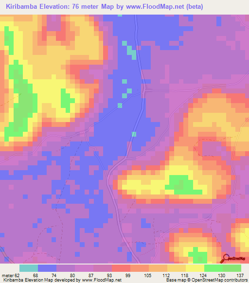 Kiribamba,Guinea Elevation Map