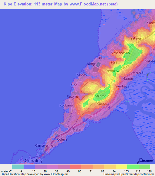 Kipe,Guinea Elevation Map