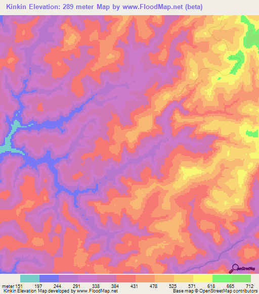 Kinkin,Guinea Elevation Map