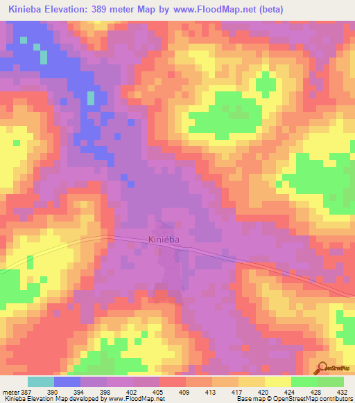 Kinieba,Guinea Elevation Map