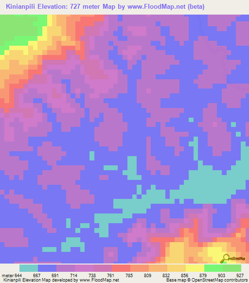 Kinianpili,Guinea Elevation Map