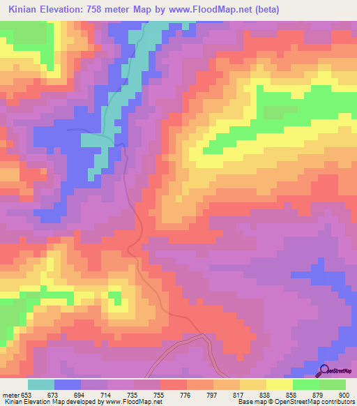 Kinian,Guinea Elevation Map