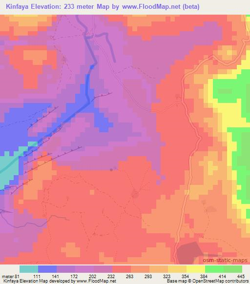 Kinfaya,Guinea Elevation Map