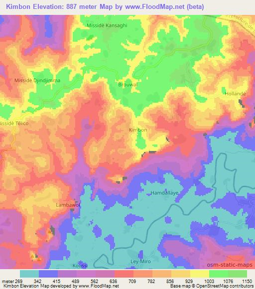 Kimbon,Guinea Elevation Map