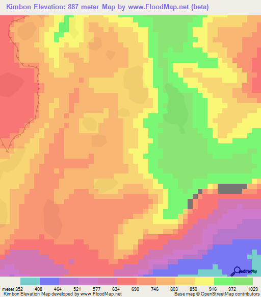 Kimbon,Guinea Elevation Map