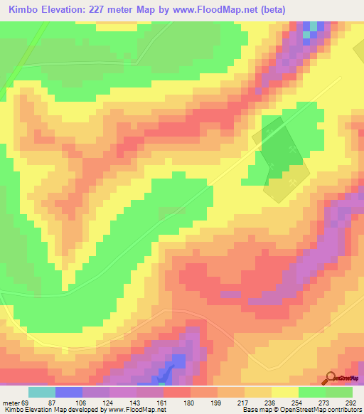 Kimbo,Guinea Elevation Map