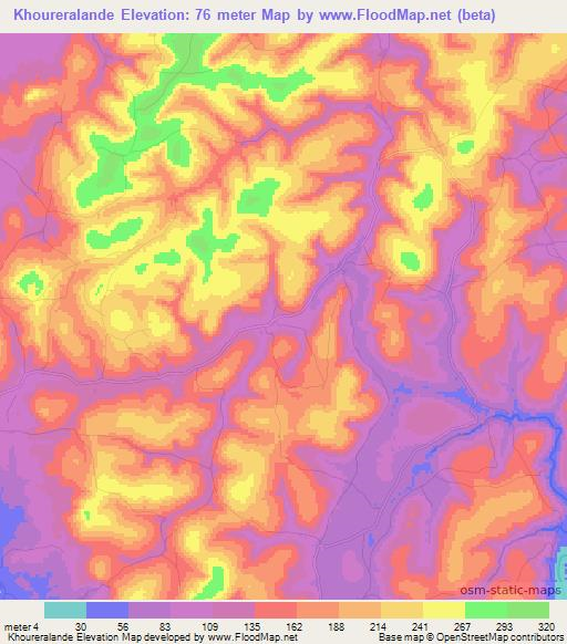 Khoureralande,Guinea Elevation Map