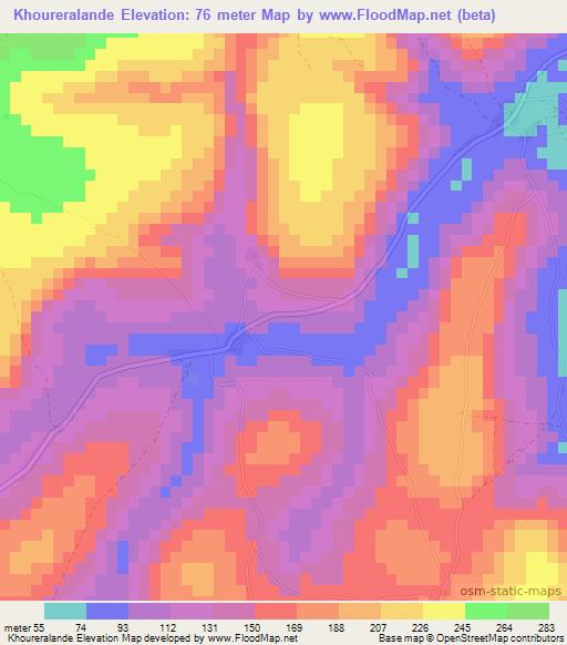 Khoureralande,Guinea Elevation Map