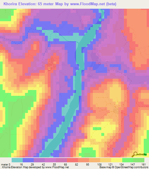 Khorira,Guinea Elevation Map