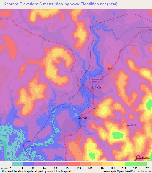 Khorera,Guinea Elevation Map