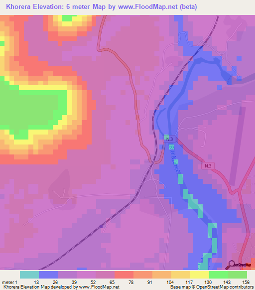 Khorera,Guinea Elevation Map