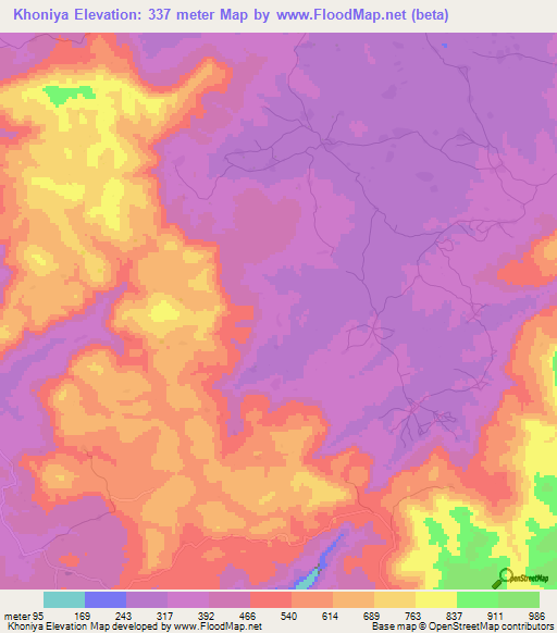 Khoniya,Guinea Elevation Map