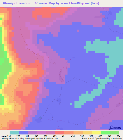 Khoniya,Guinea Elevation Map