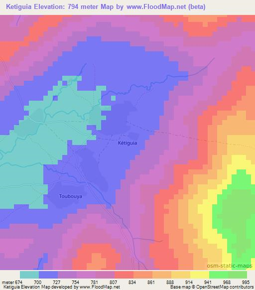 Ketiguia,Guinea Elevation Map